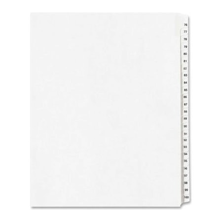 Avery Dennison Avery Side Tab Collated Legal Index Divider, 76 to 100, 8.5"x11", 25 Tabs, White/White 1704